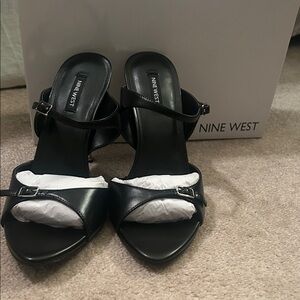 Nine West Black Strappy Heels